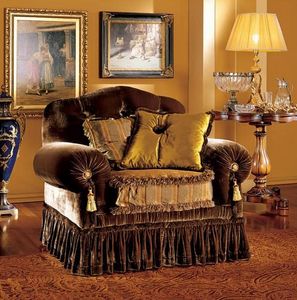 Elena armchair, Luxury classic armchair with capitonné padding