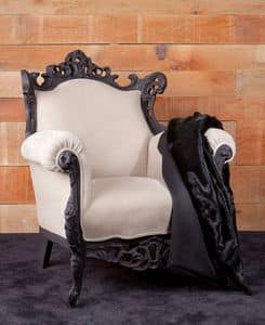 Finlandia leather, New baroque armchair, upholstered with nubuck leather