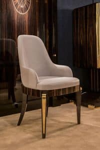 Genevieve, Veneered chair in natural essences of ebony massakar, for environments in classic luxury