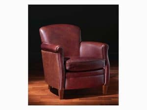 Paul, Classic armchair with leather covering