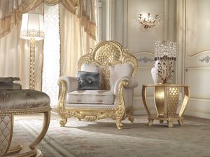 Lario armchair, Classic style armchair with lace decoration