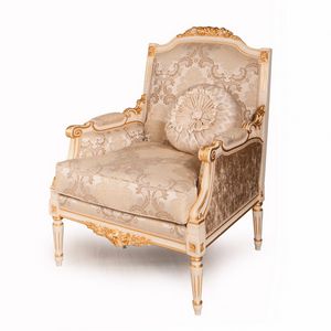 Louvre armchair, Classic armchair with carved decorations