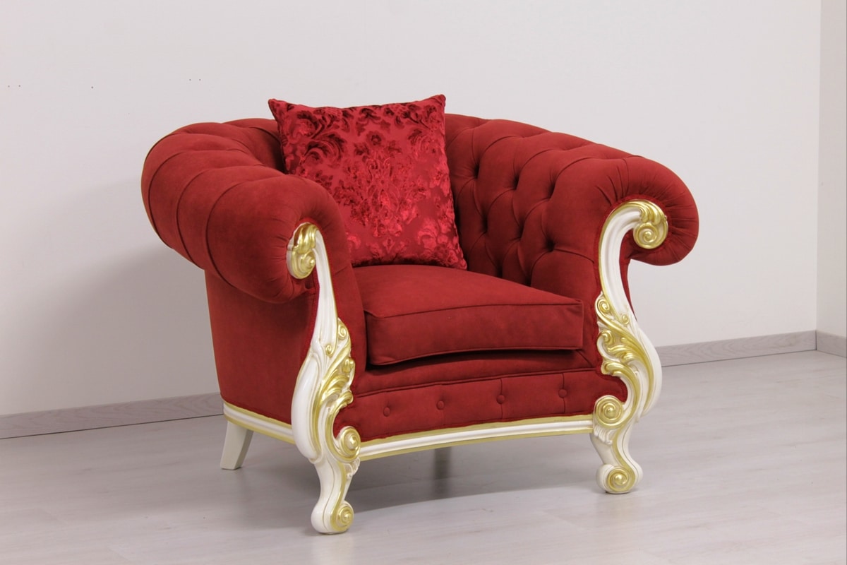 Manchester, Armchair with tufted upholstery