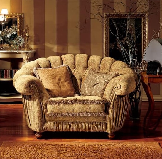 Marika armchair, Classic style armchair with a semicircular backrest