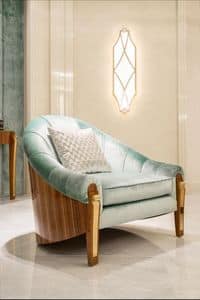 Nausicaa, Armchair with padded seat and back, for classics living rooms