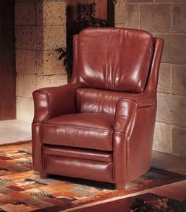 Norman, Leather armchair with footrest lift mechanism