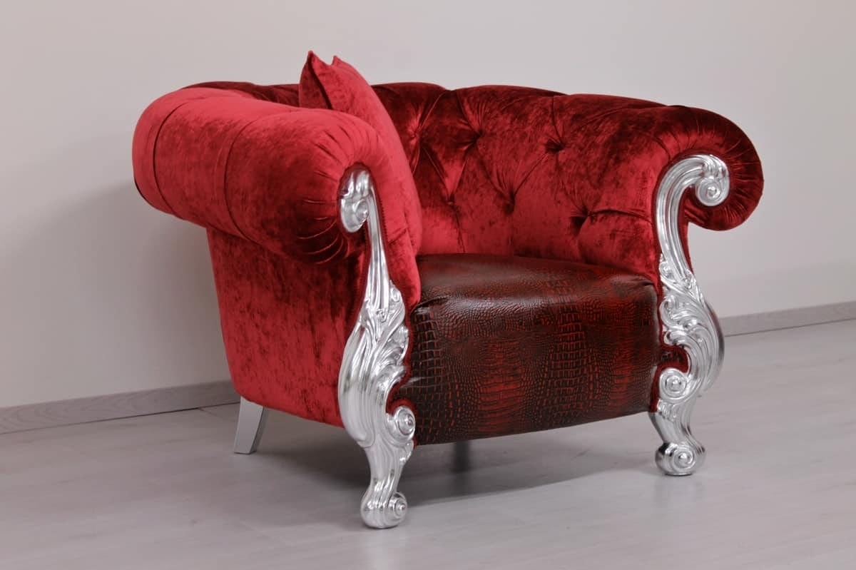 Oceano leather, Leather armchair with New Baroque style