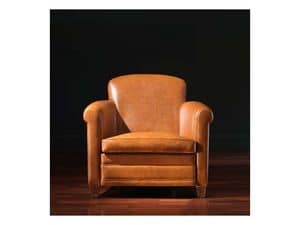 Ippolito Armchair, Leather armchair, upholstered in fireproof rubber