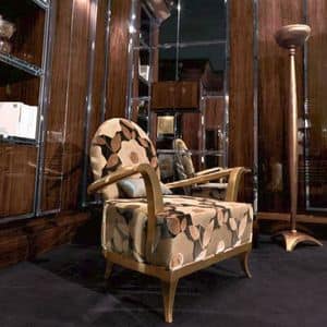 PT839, Armchair in wood, gold leaf, for elegant bedroom