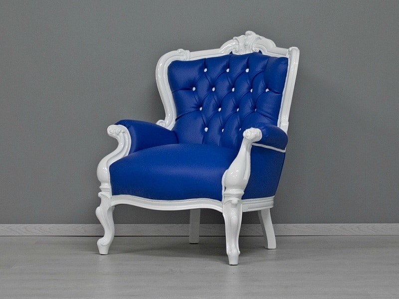 Re Sole leather, White leather armchair, with lacquered finish