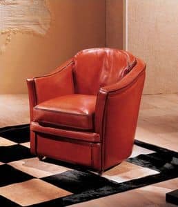 Sophie, Classic style armchair, with leather upholstery