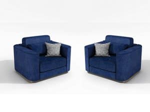 Susan armchair, Armchair with elegant blue fabric