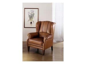 Utrecht, Stuffed armchair upholstered in leather, for luxury rooms