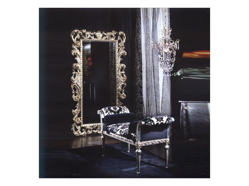 701 MIRROR, Mirror in wood, silver finish, classic luxury style