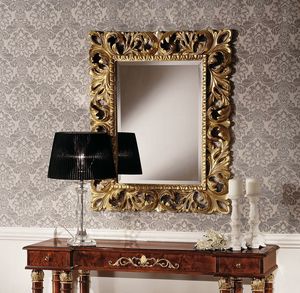 Art. 2059 MIRROR, Classic mirror in gold leaf, carved by hand