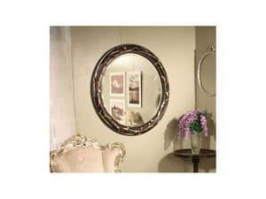 Art. 2200 Lily, Round mirror, wooden, classic luxury, for atria