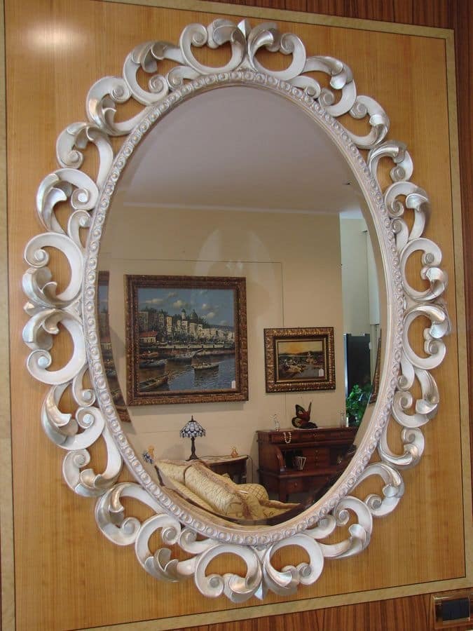 Art. 76/O, Oval mirror for the house, classic stile, carved frame