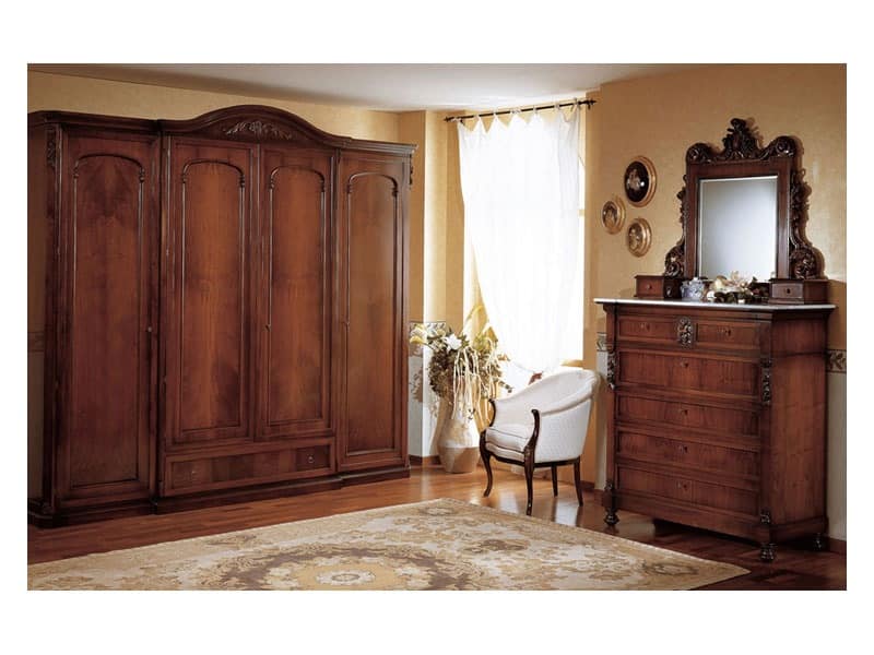 Art. 973 mirror '800 Siciliano, Mirror with hand carved wooden frame, for bedroom