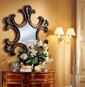 Complements mirror 862, Wall mirror with frame in decorated wood