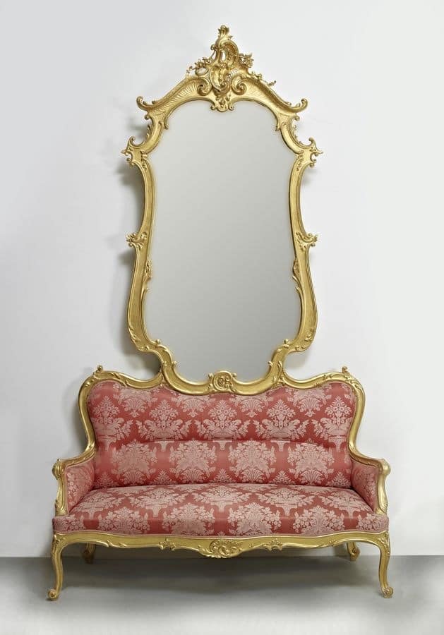 COUCH WITH MIRROR ART. SD 0012, Sofa with mirror for entrance in classic luxury style