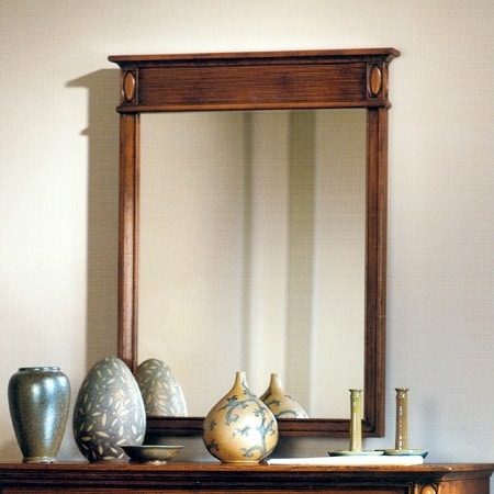 Etretat VS.0239, Walnut wall mirror with ribbed band at the top