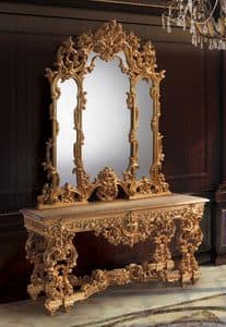 F770, Console and mirror golden, classic luxurious style