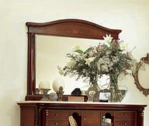 Gardenia mirror, Rectangular mirror in carved wood