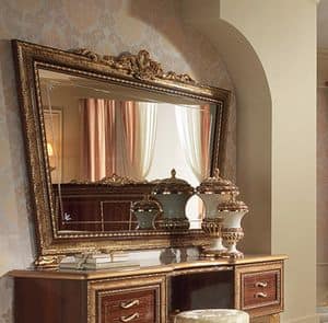 Giotto dressing table, Mirror in the shape of inverted trapezoid, with frame