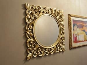 Ibis Gold mirror, Round mirror with gold frame