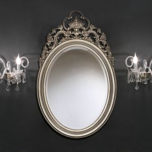 Luxury PASP7170, Oval mirror with large silver leaf carving