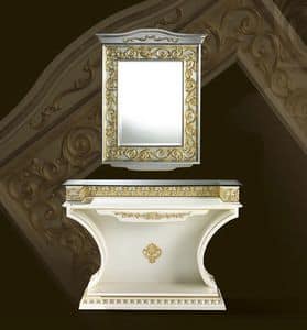 Mirror Wien, Luxury mirror with frame, gold and silver finishings