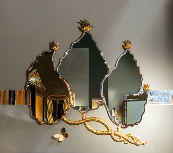 SP30 mirror, Leaves shape mirror with gold leaf finish