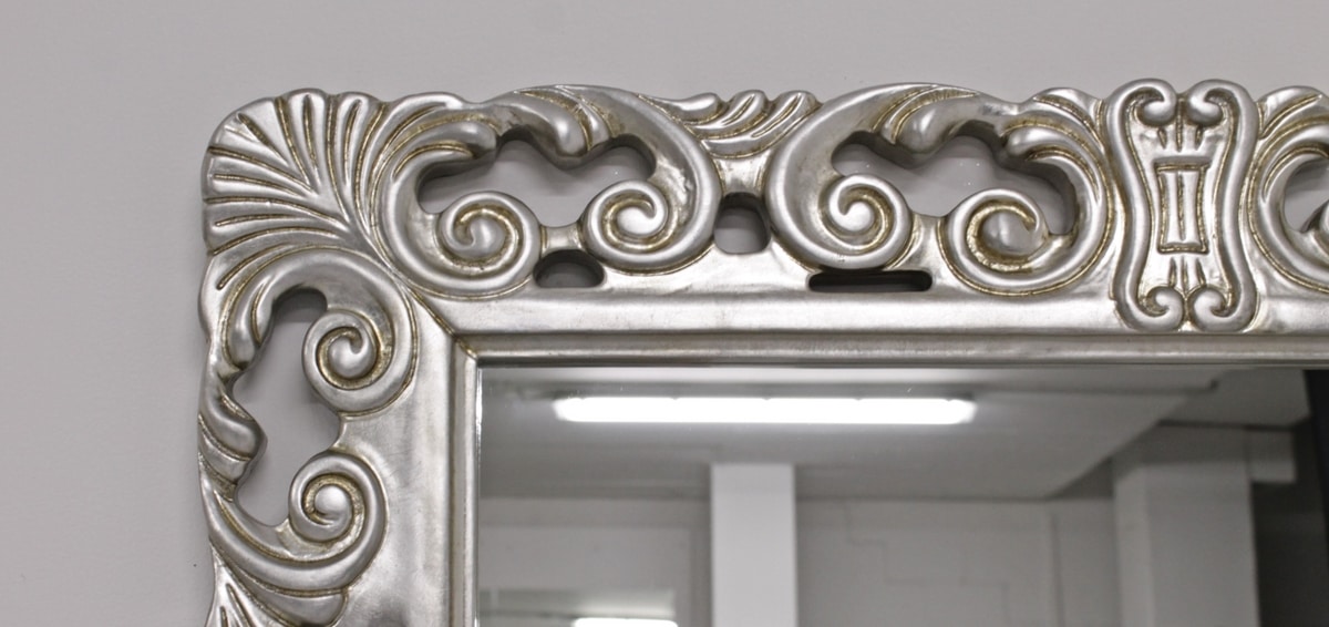 Virgola Small, Mirror with carved wooden frame