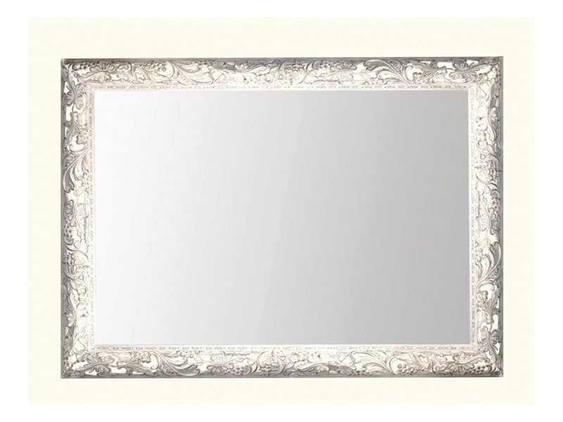 Wall Mirror art. 104, Mirror with frame in wood decorated with grape leaves