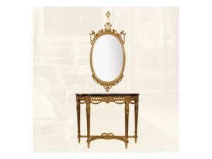 Wall Mirror art. 111/a, Oval mirror made of lime wood, classic style