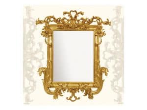 Wall Mirror art. 114, Mirror with carved wooden moulding