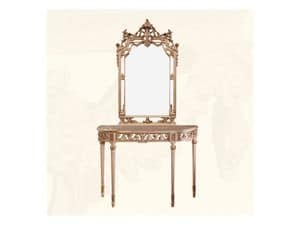 Wall Mirror art. 117/a, Classic style mirror with finishings in ivory and gold