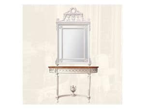 Wall Mirror art. 131, Rectangular mirror with wooden frame, Louis XVI Style