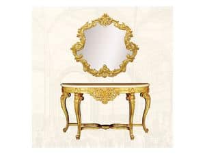 Wall Mirror art. 151, Mirror with decorated frame, sinuous form