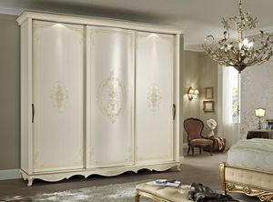 Achilea wardrobe, Classic wardrobe, sliding doors, patinated and decorated