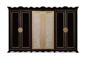 AM352, Wardrobe with 6 doors, gold leaf, for bedroom