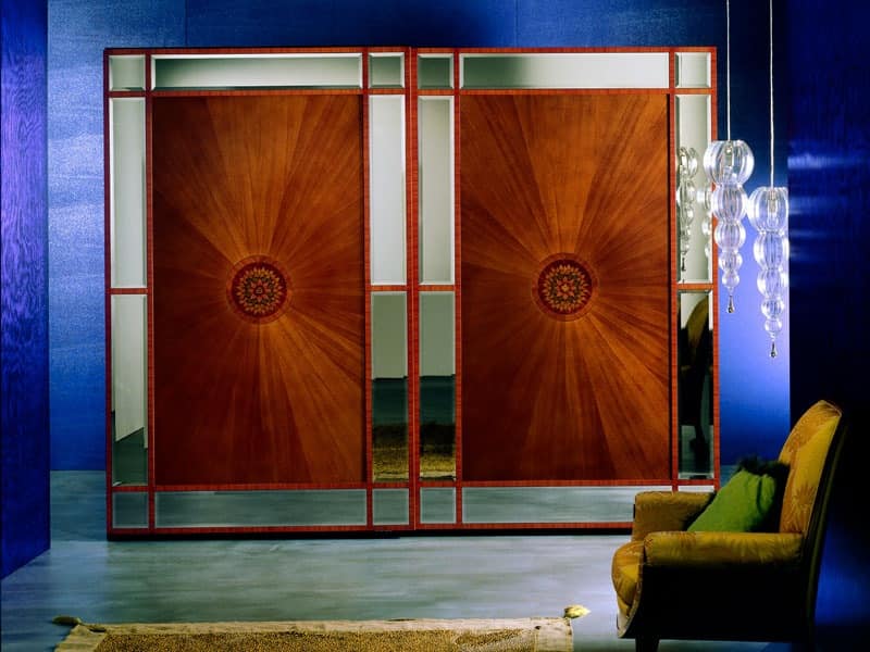 AR10 Arte wardrobe, Classic wardrobe with cut glass, sliding doors