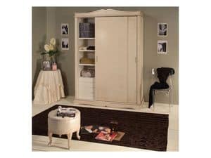 Art. 3131 Arianna, Wooden wardrobe decorated by hand, silver trim