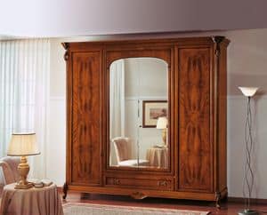 Art. 251/C, Walnut wardrobe with mirror ideal for classic bedrooms
