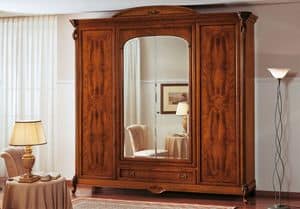 Art. 251/D, Wardrobe with 4 doors and center drawer with inlays