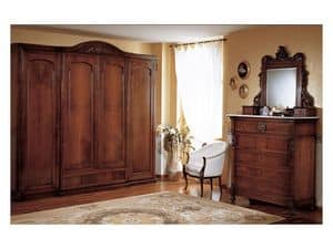 Art. 973 wardrobe closet '800 Siciliano, Antique style wardrobe, with 4 doors, for bedroom