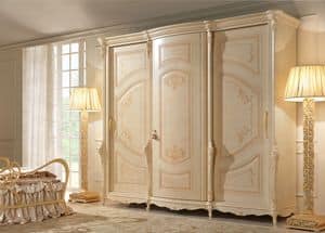 Aurora Wardrobe Baroque, 3 door wardrobe, hand painting, in classic style