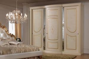 Aurora Wardrobe with mirrors, Wardrobe in classic style, with decorative mirrors