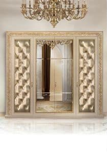 Camelia C/647, Wardrobe 4 doors padded quilted and mirror in the center