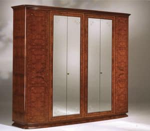Flory wardrobe, Ash olived wardrobe with 6 doors and mirrors